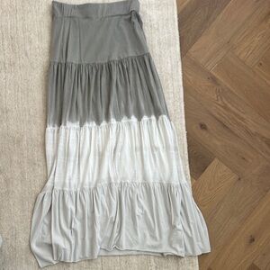 Michael Stars Gray and Cream Maxi Skirt